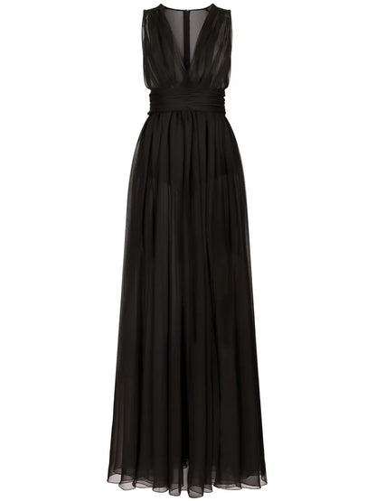 Pleated Semi-Sheer Gown