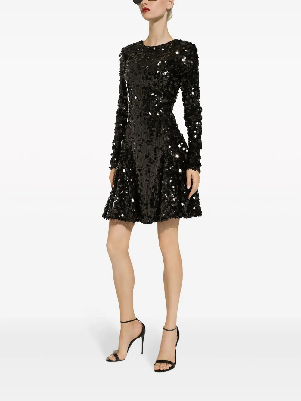 Sequin-Embellished Long-Sleeve Minidress