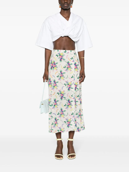 June Floral-Print Midi Skirt