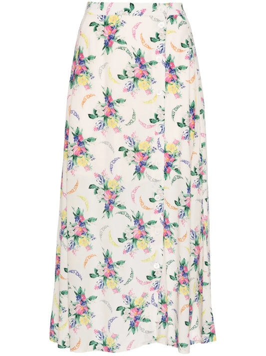 June Floral-Print Midi Skirt
