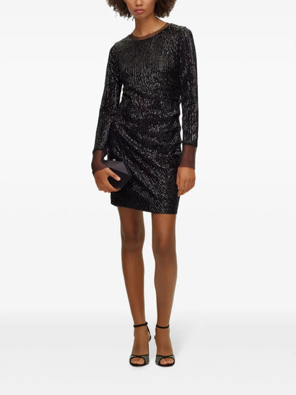 Long-Sleeved Sequinned Minidress
