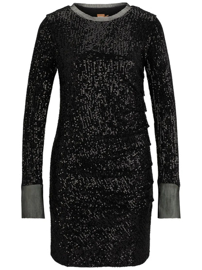 Long-Sleeved Sequinned Minidress
