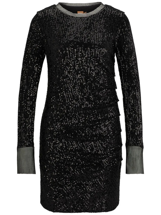 Long-Sleeved Sequinned Minidress