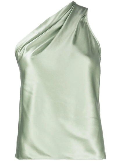 Asymmetric Halterneck Silk Top