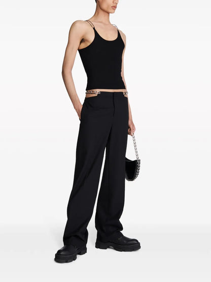 Chain-Link Wool-Blend Tailored Trousers