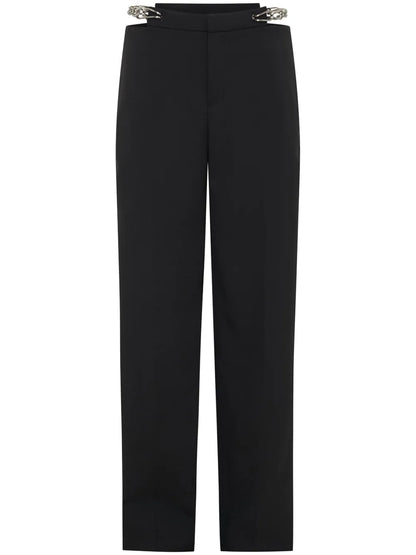 Chain-Link Wool-Blend Tailored Trousers