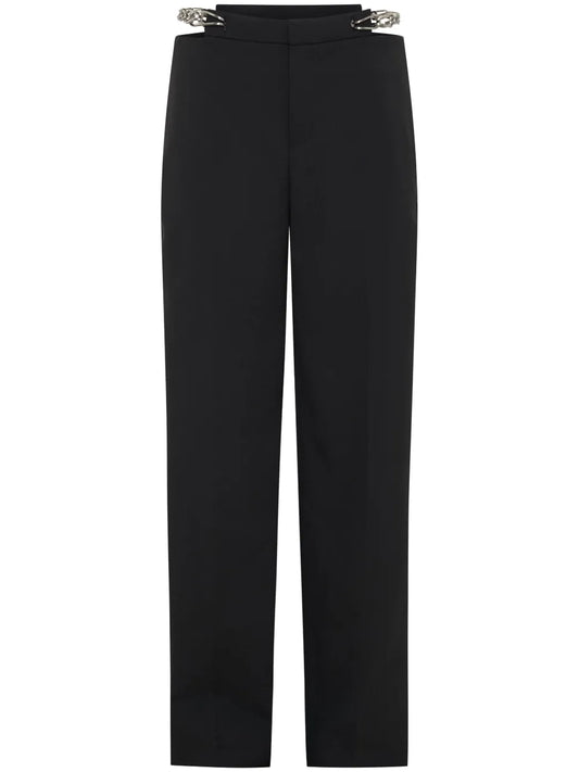 Chain-Link Wool-Blend Tailored Trousers