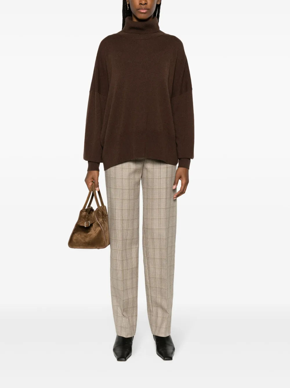 Windowpane-Check Tailored Trousers