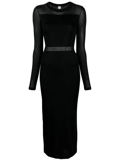 Semi-Sheer Fine-Knit Dress