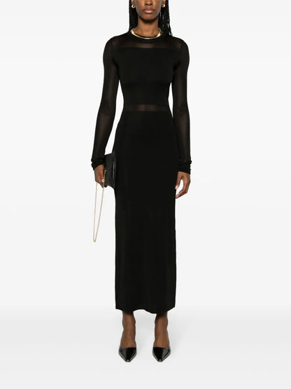Semi-Sheer Fine-Knit Dress