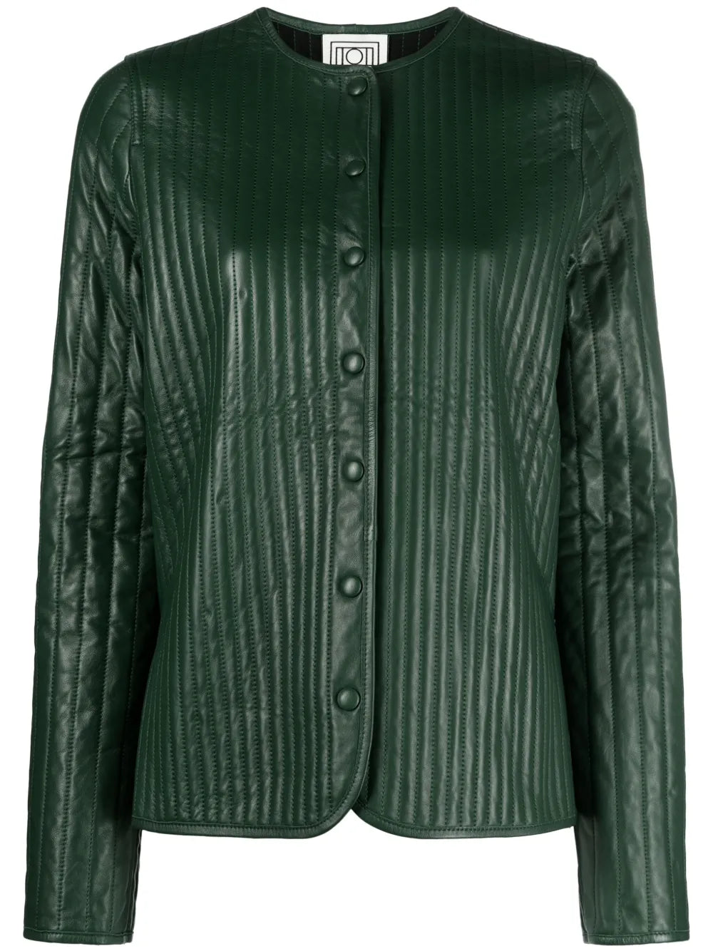 Linear-Quilted Leather Jacket