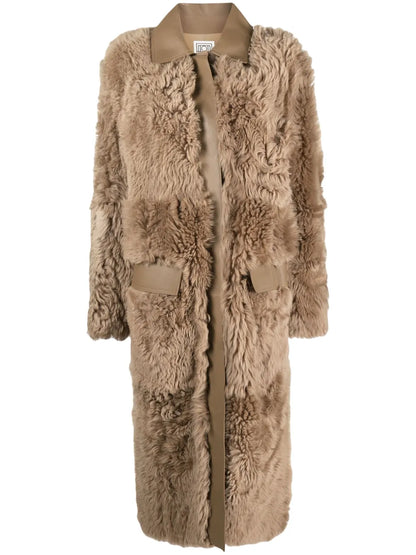 Shearling Single-Breasted Maxi Coat