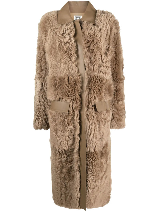 Shearling Single-Breasted Maxi Coat