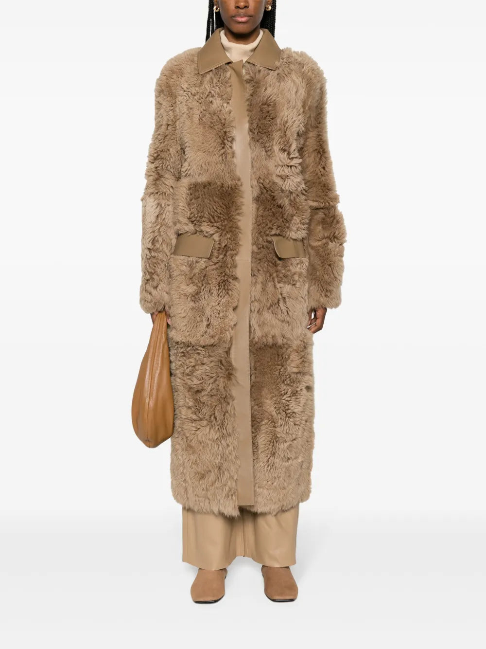 Shearling Single-Breasted Maxi Coat
