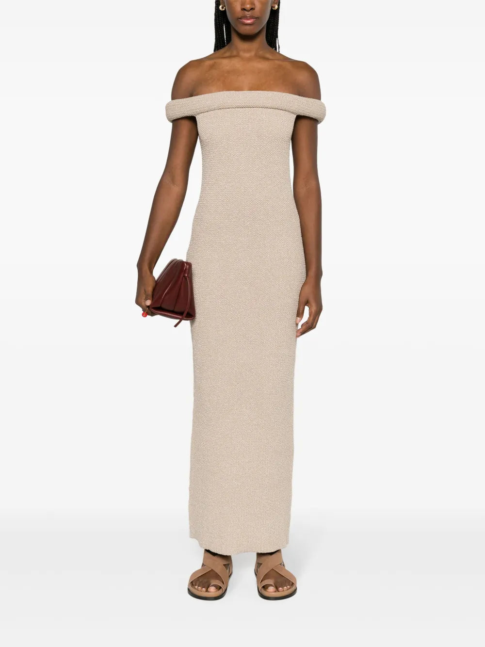 Roll Off-Shoulder Knitted Dress