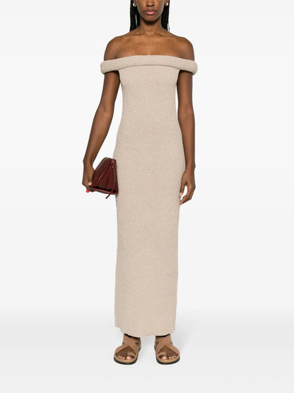 Roll Off-Shoulder Knitted Dress