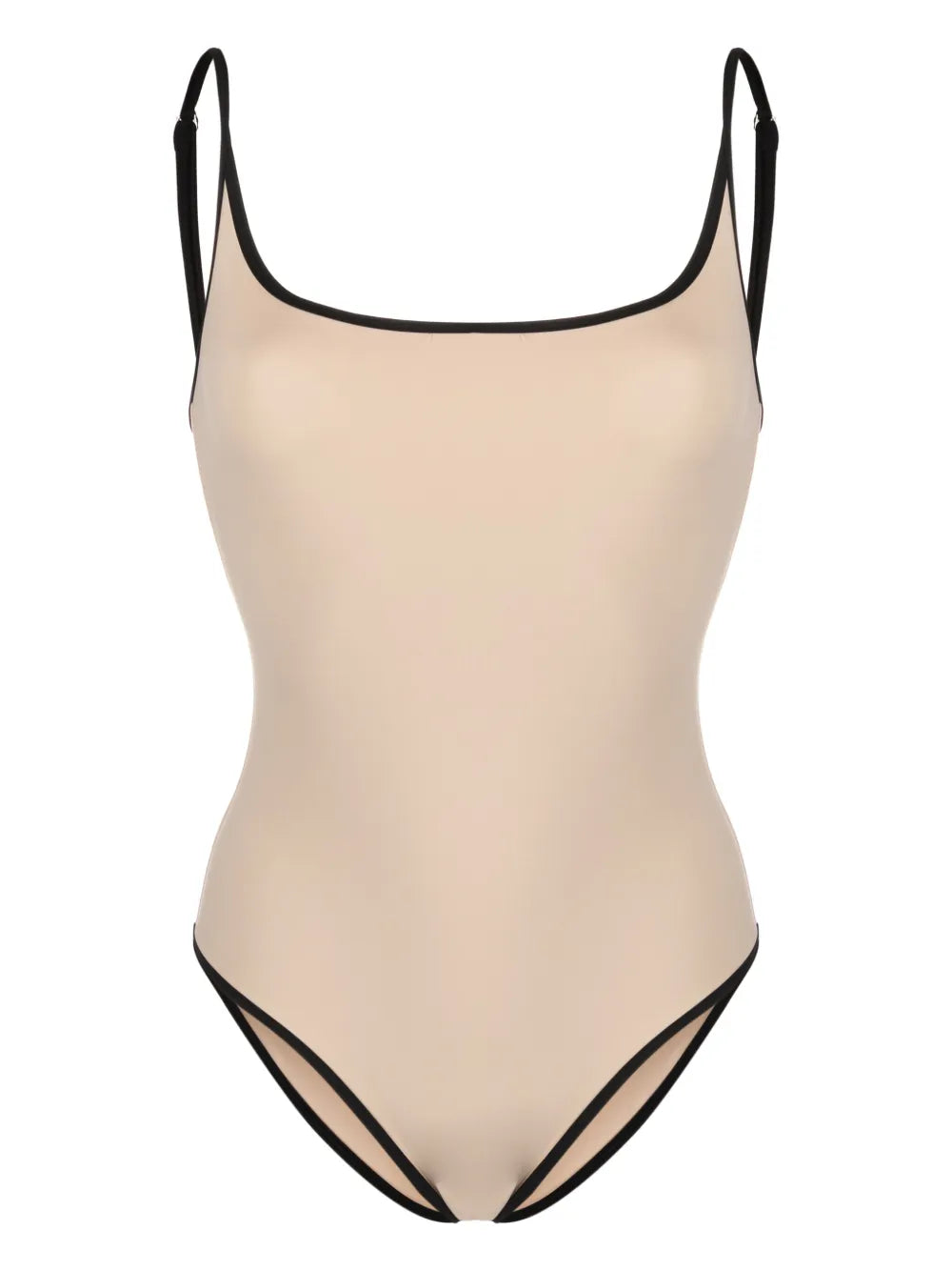 Striped-Edge Spaghetti-Strap Swimsuit