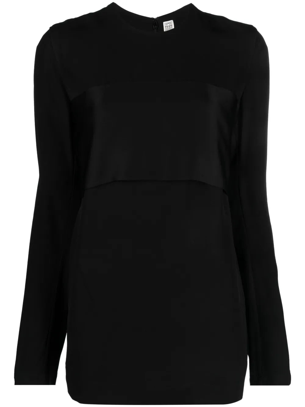 Crepe-Texture Long-Sleeved Top