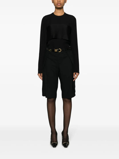 Crepe-Texture Long-Sleeved Top