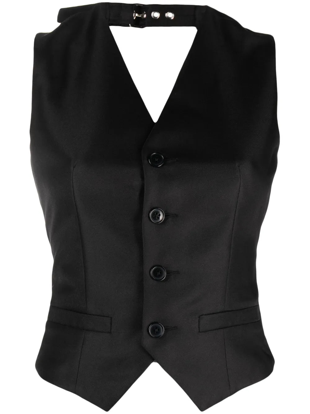 Metal Eyelet-Detailed V-Neck Gilet