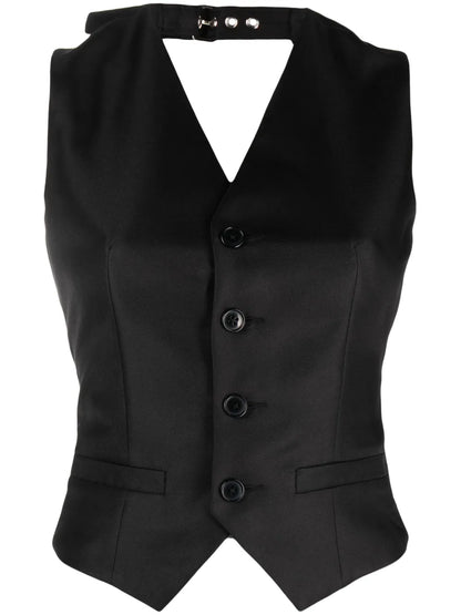 Metal Eyelet-Detailed V-Neck Gilet