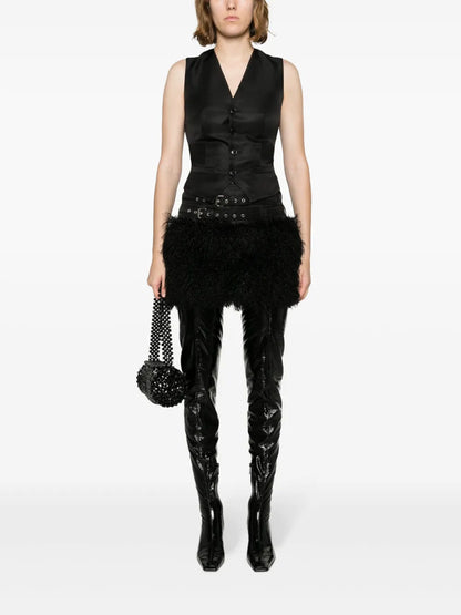 Metal Eyelet-Detailed V-Neck Gilet