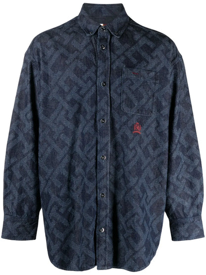 Monogram-Jacquard Denim Shirt
