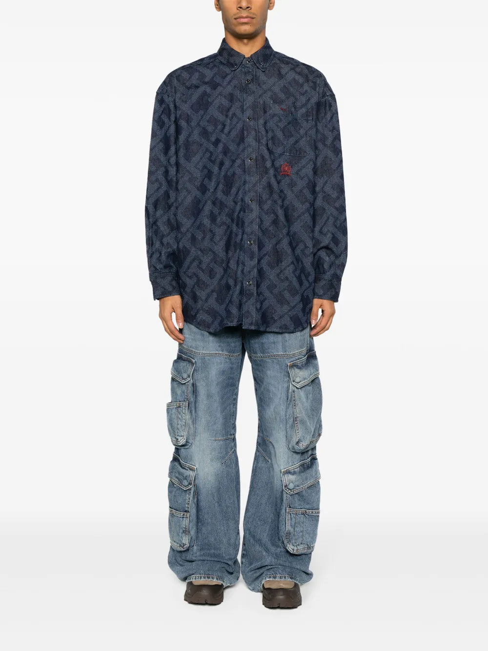 Monogram-Jacquard Denim Shirt
