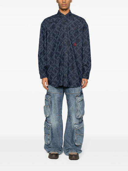 Monogram-Jacquard Denim Shirt