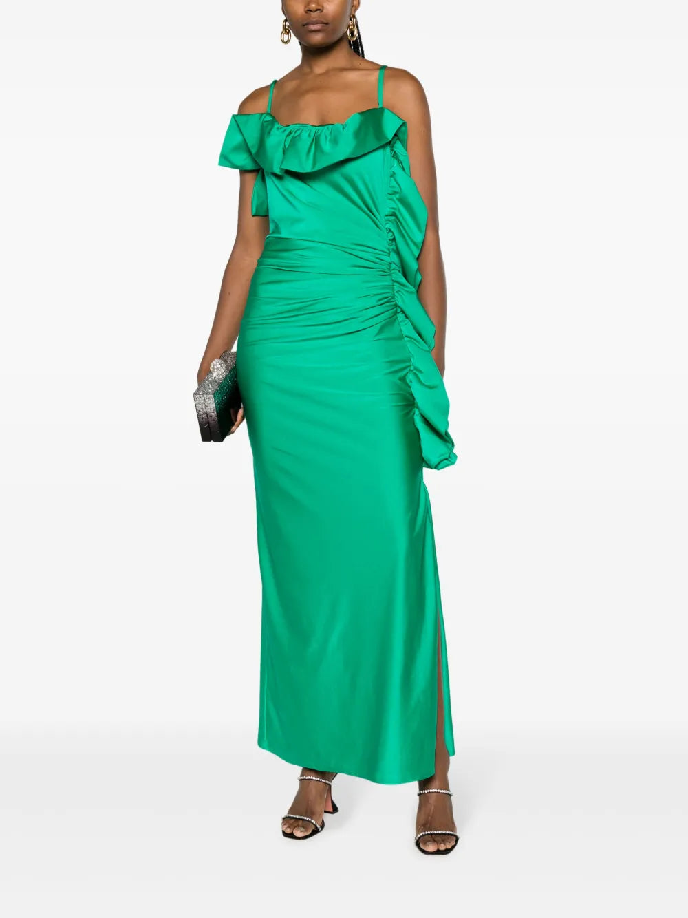 Ruffled Ruched Maxi Dress