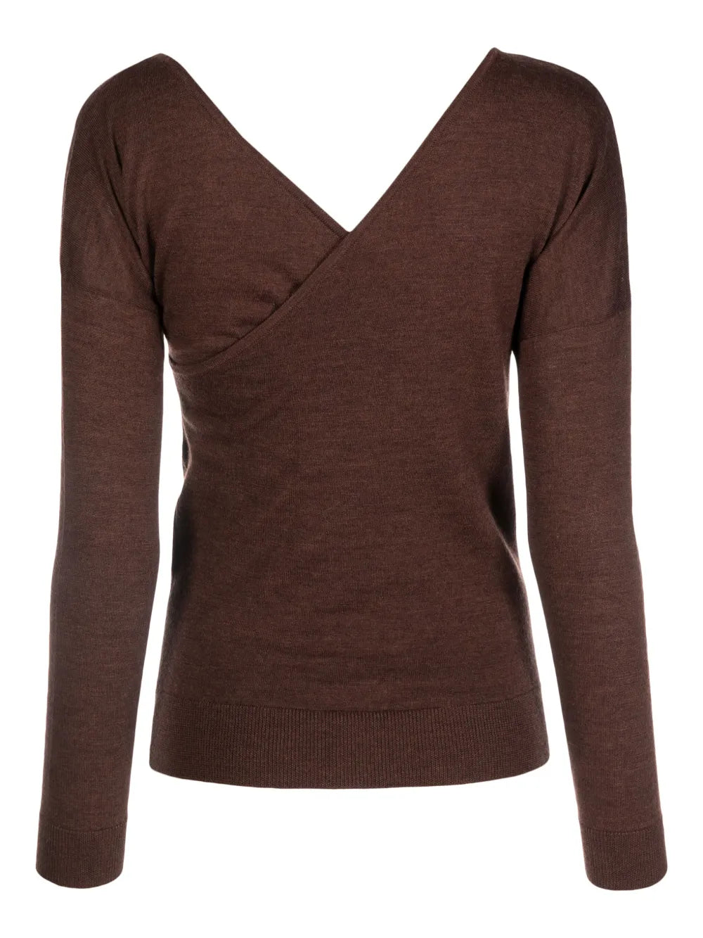 Crossover-Neck Fine-Knit Jumper