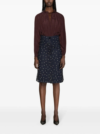 Ruffle-Detailed Flared Blouse