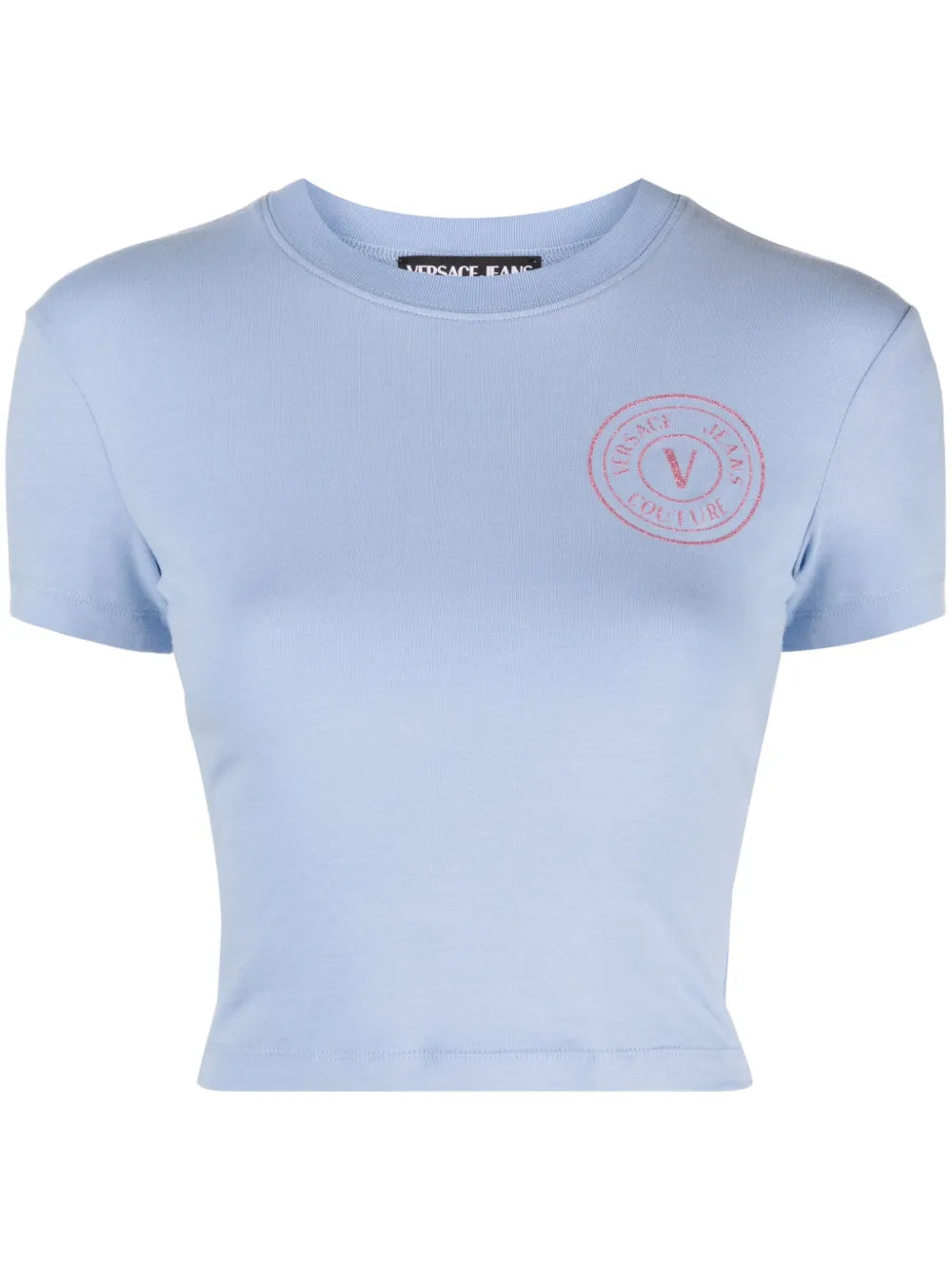 Glitter-Logo Cropped Cotton T-Shirt