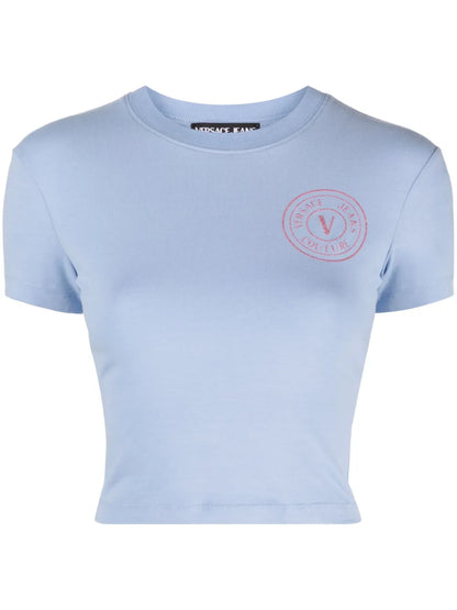 Glitter-Logo Cropped Cotton T-Shirt