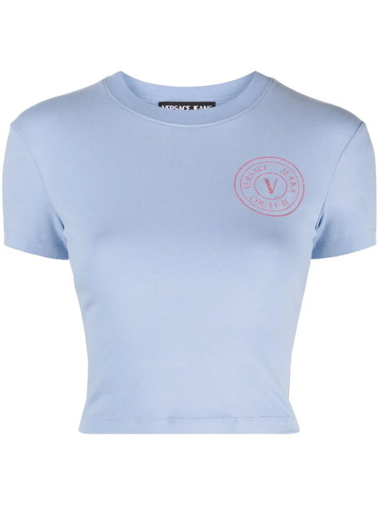 Glitter-Logo Cropped Cotton T-Shirt