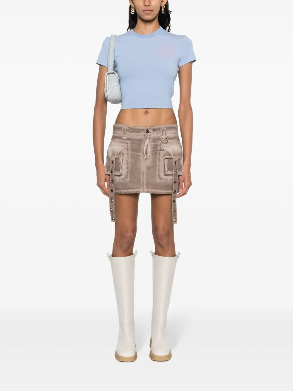 Glitter-Logo Cropped Cotton T-Shirt