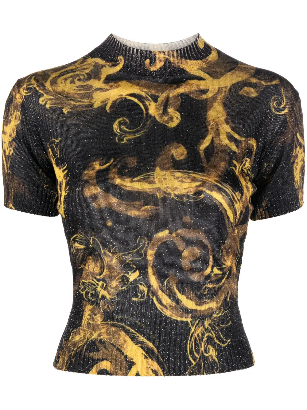 Barocco-Print Glitter Knitted Top