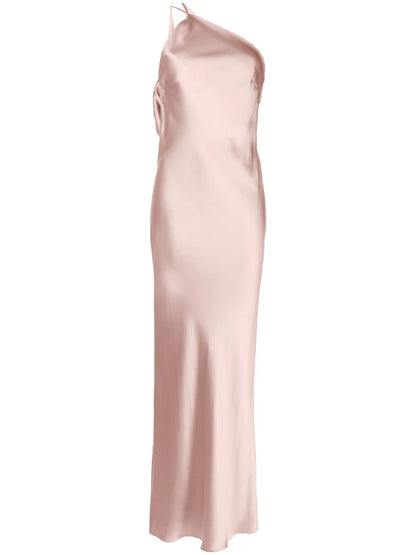 One-Shoulder Bias Silk Gown
