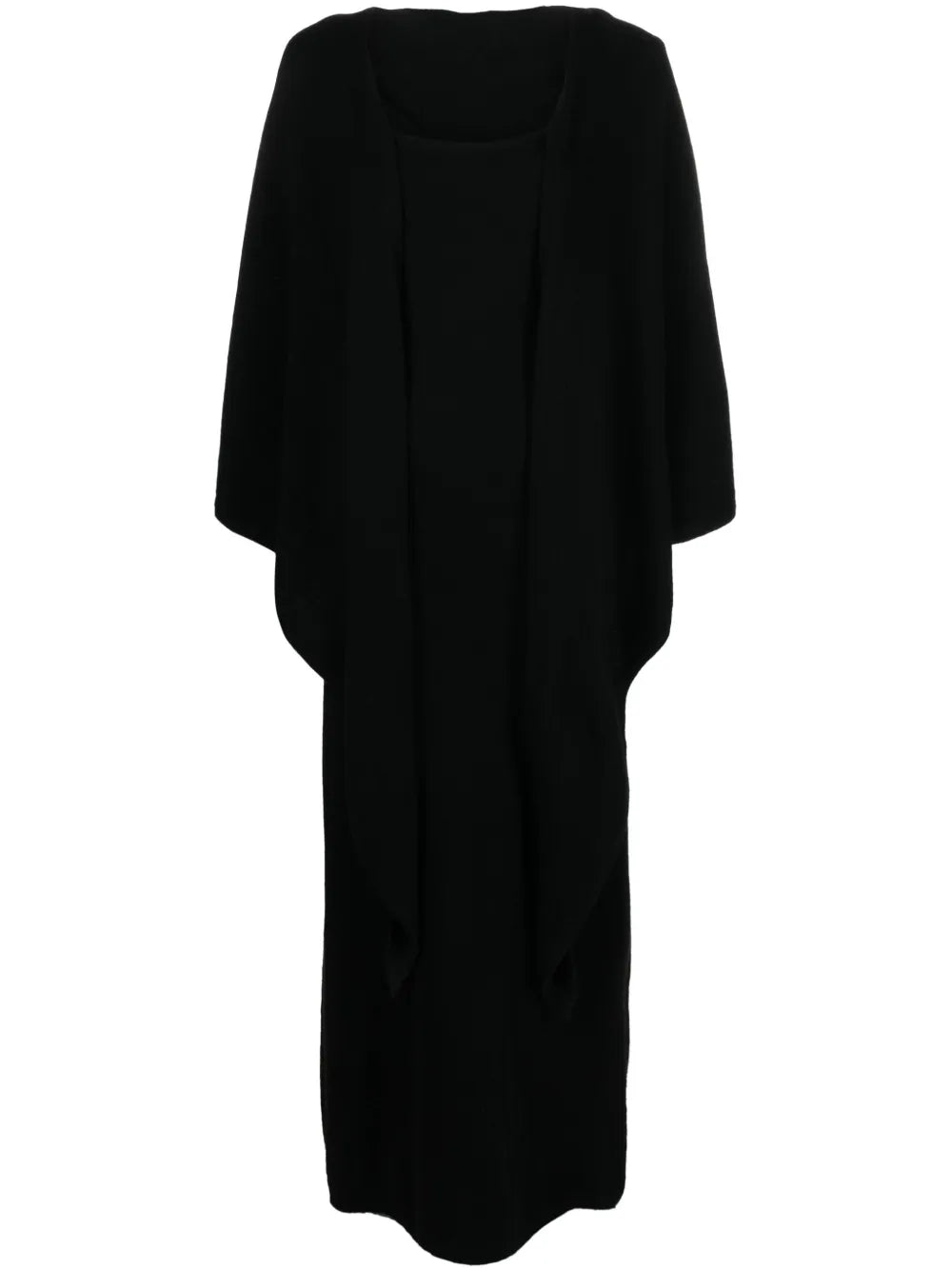 Detachable-Shawl Cashmere Maxi Dress