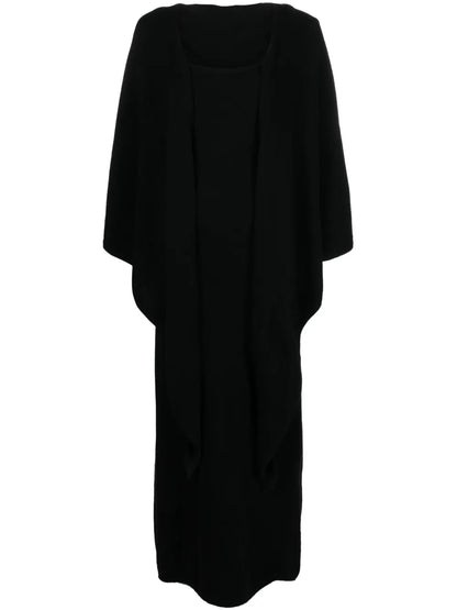 Detachable-Shawl Cashmere Maxi Dress