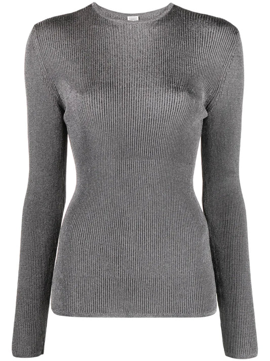 Metallic Ribbed-Knit Jumper