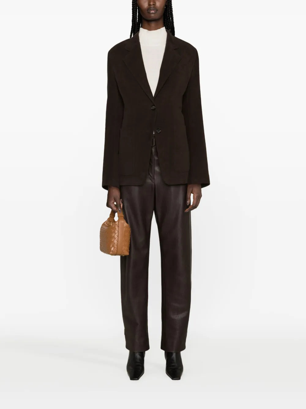 Cinched-Waist Moleskin Blazer