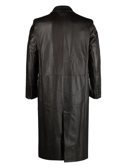 Double-Breasted Leather Coat