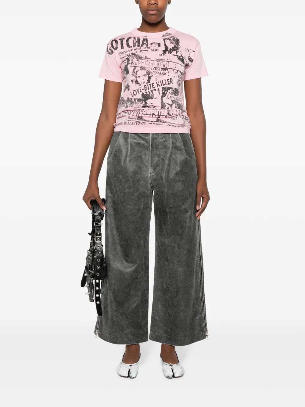 Belted Suede Wide-Leg Trousers