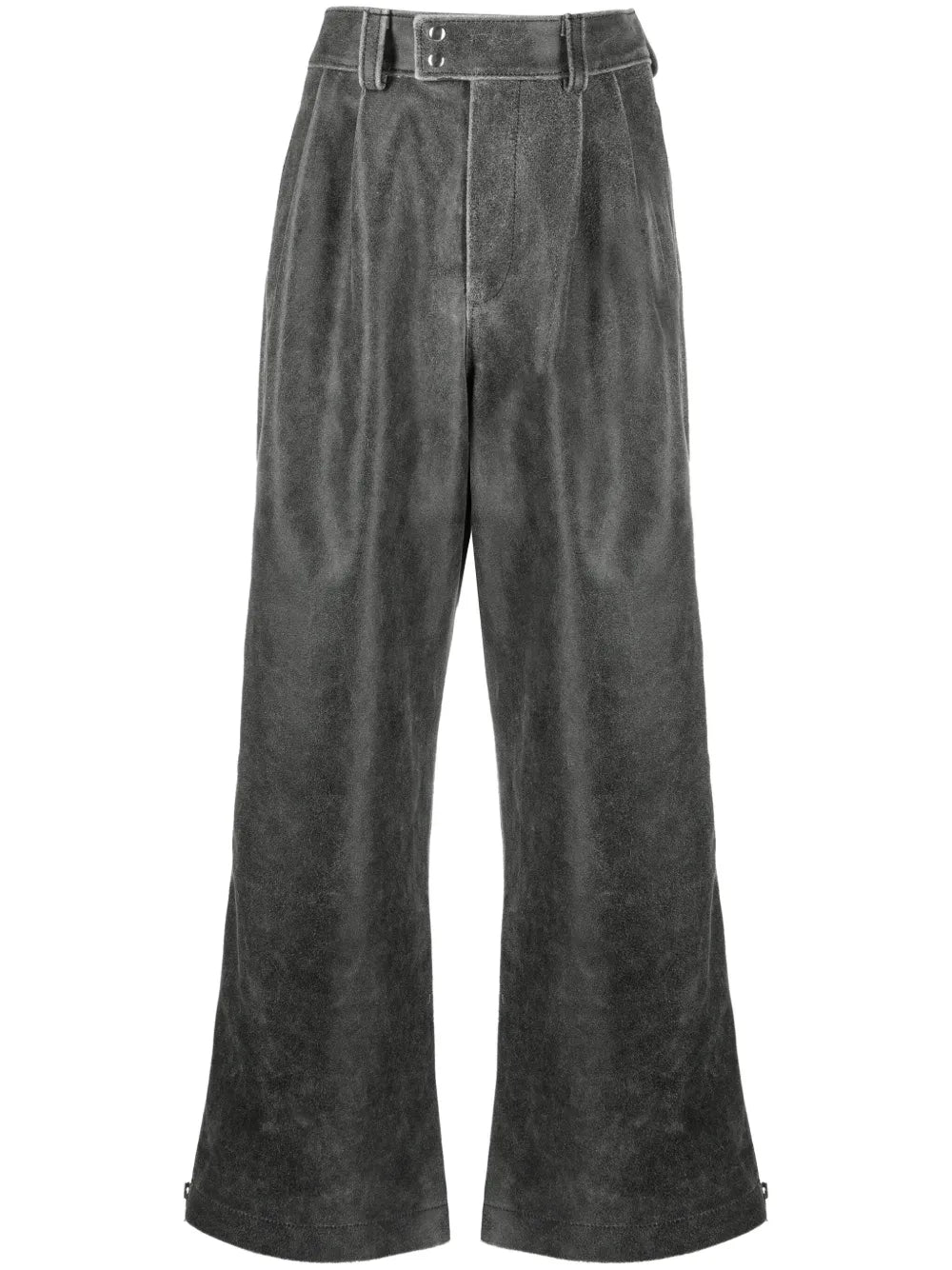 Belted Suede Wide-Leg Trousers