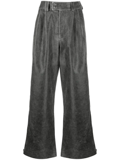 Belted Suede Wide-Leg Trousers