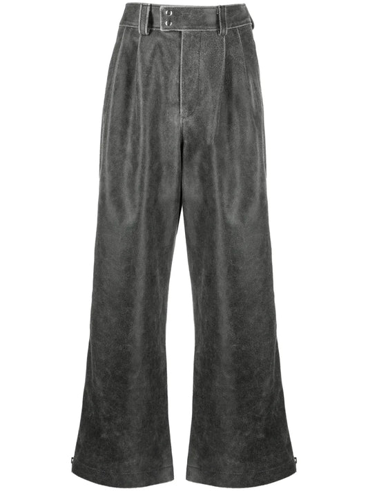 Belted Suede Wide-Leg Trousers