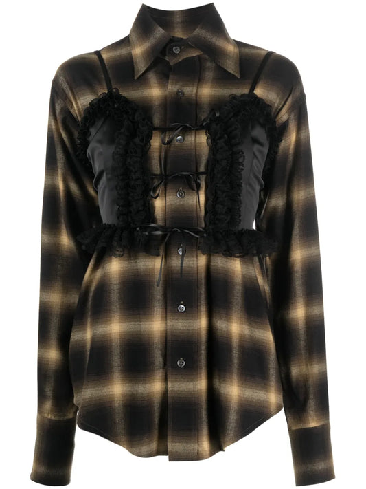 Check-Pattern Buttoned Shirt