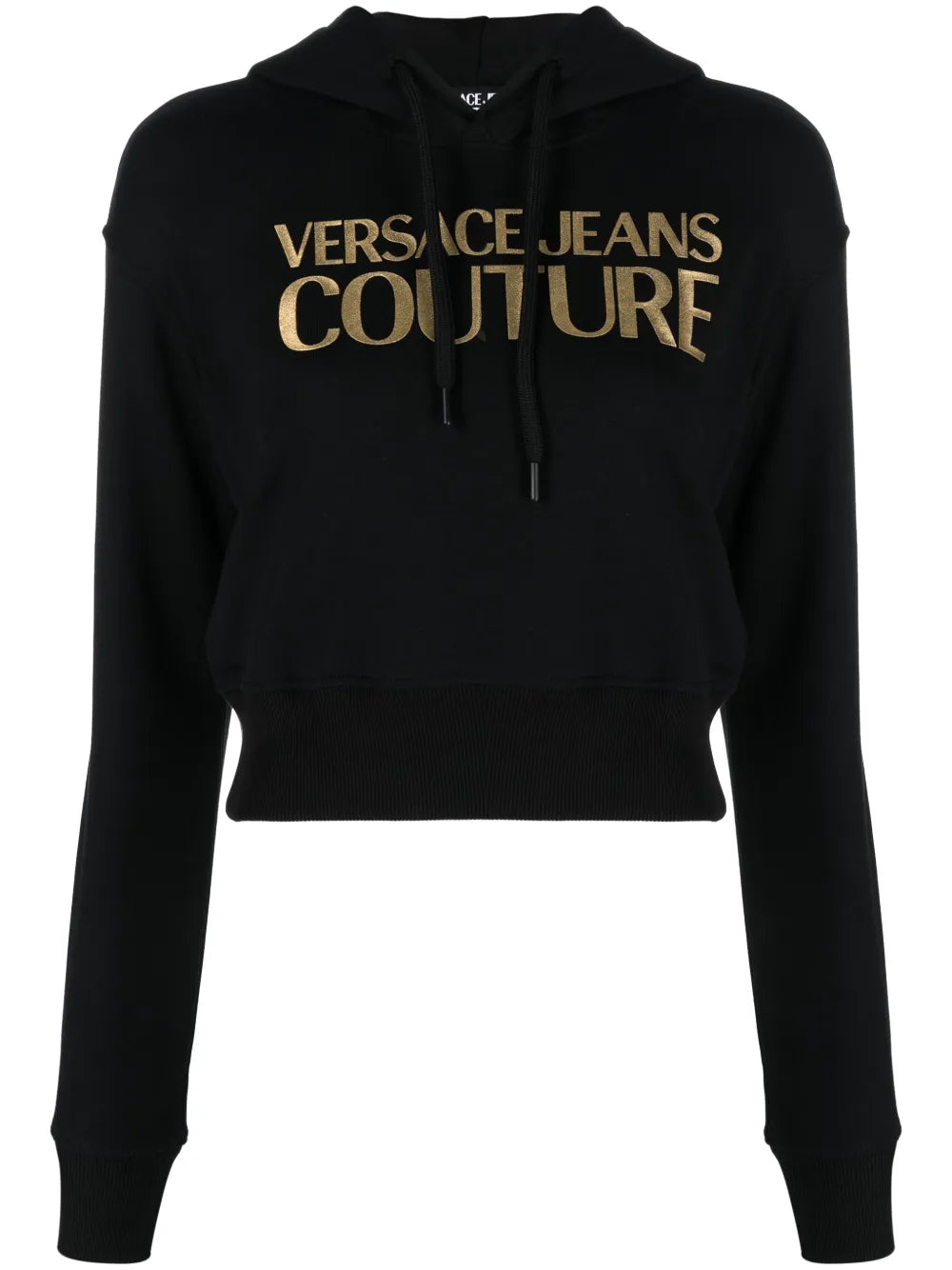 Logo-Embellished Cropped Cotton Hoodie
