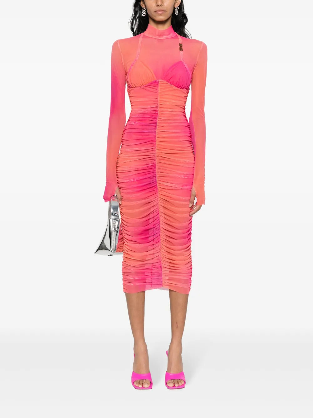 Logo-Plaque Ruched Dress